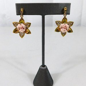 Floral Star Dangle Pierced Earrings